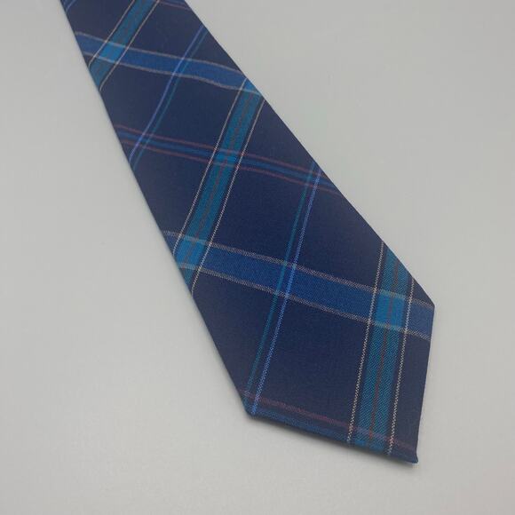 Vintage Pendleton Blue Plaid 100% Virgin Wool Necktie Made In USA Tie - Picture 1 of 5